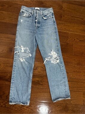 Agolde Light Wash Button-Fly Boyfriend Jeans